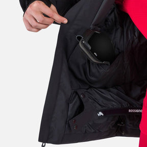 Rossignol Mens Strawpile Jacket ski jacket -- Black colorway lifestyle view showing full jacket silhouette