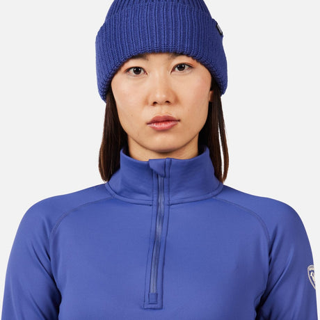 Rossignol Mid Layer Stretch Womens Hz 2026 mid layer -- Future Blue colorway chest pocket and zipper detail