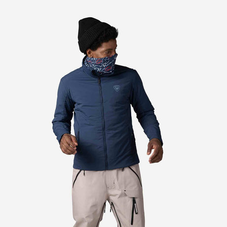 Rossignol Opside Mens Jacket 2024 ski jacket -- Dark Navy colorway back view showing articulated powder skirt and fit