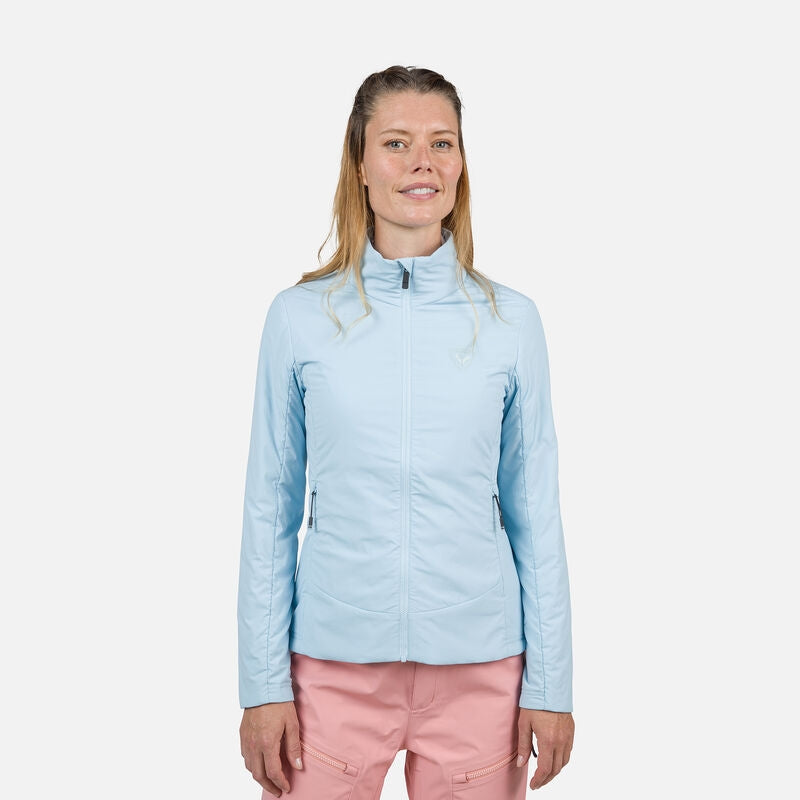 Rossignol Opside Womens Jacket 2024 ski jacket -- Glacier colorway lifestyle view showing full jacket silhouette