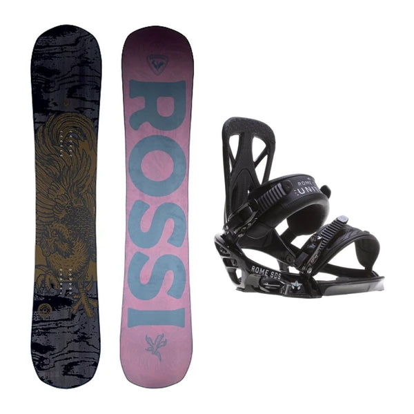 This is an image of Rossignol Resurgence Snowboard with Rome United Bindings