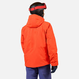 Rossignol Rochrun Mens Jacket 2026 ski jacket -- Golden Gate colorway front view on model with hood and cuffs