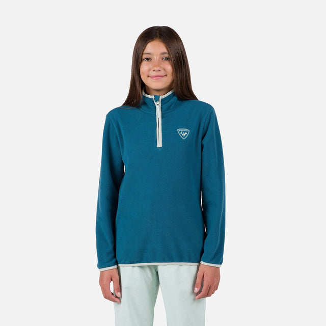 Rossignol Strawpile Junior Fleece Hz mid layer -- front view on model showing mid layer insulation