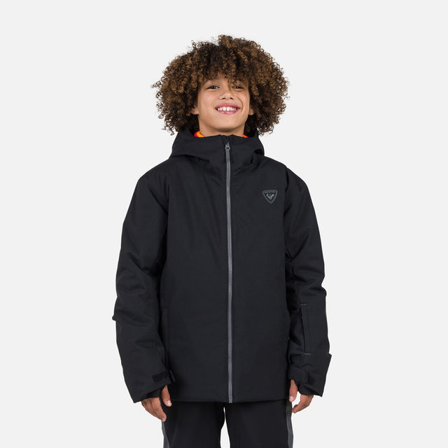 Rossignol Strawpile Junior Jacket 2026 ski jacket -- front view on model showing insulated shell and hood at Willis Ski and