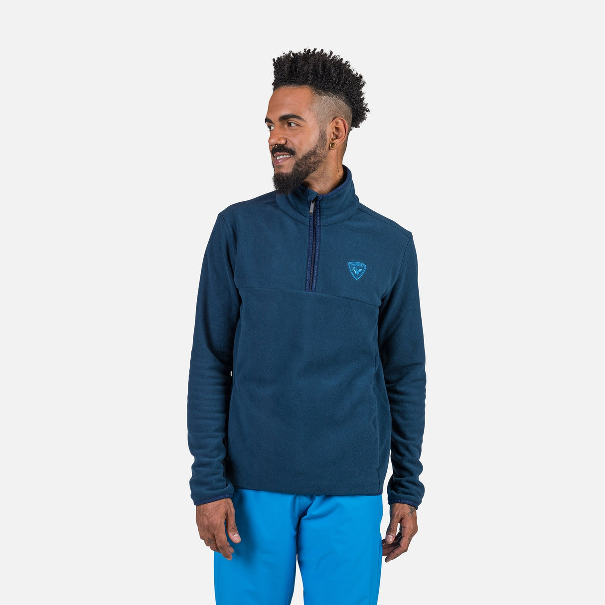 Rossignol Strawpile Mens Fleece Hz mid layer -- front view on model showing mid layer insulation
