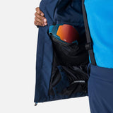 Rossignol Strawpile Mens Jacket ski jacket -- Dark Navy colorway detail view of hood lining and wrist cuff design