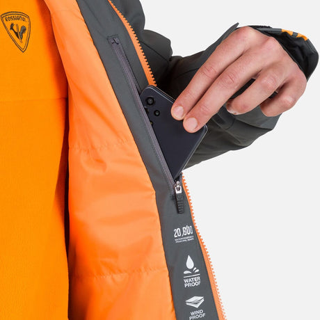 Rossignol Strawpile Mens Jacket 2026 ski jacket -- Onyx Grey colorway outside profile showing zippered pockets and seams