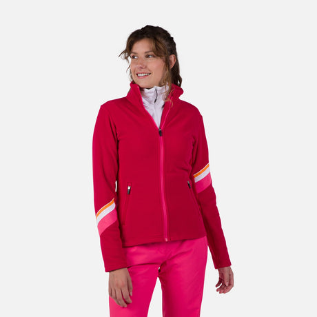 Rossignol Strawpile Womens Fleece Fz mid layer -- front view on model showing mid layer insulation