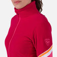 Rossignol Strawpile Womens Fleece Fz mid layer -- Ruby Red colorway front view on model