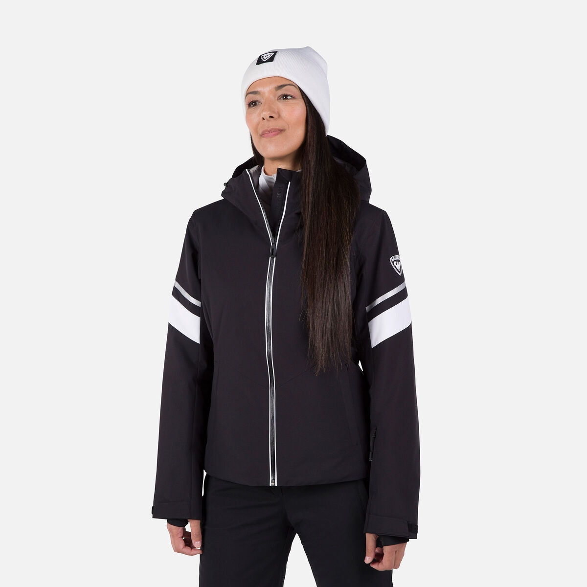 Rossignol Strawpile Womens Jacket 2026 ski jacket -- front view on model showing insulated shell and hood at Willis Ski and
