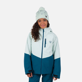 Rossignol Wispile Junior Jacket ski jacket -- front view on model showing insulated shell and hood at Willis Ski and Board