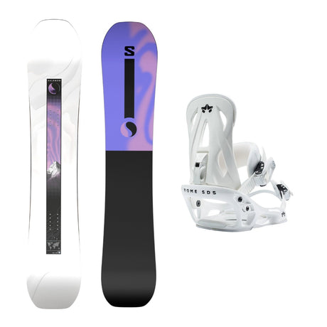 Salomon Bliss Snowboard 2026 alpine binding -- With Rome Shift Bindings colorway top view showing toe and heel piece