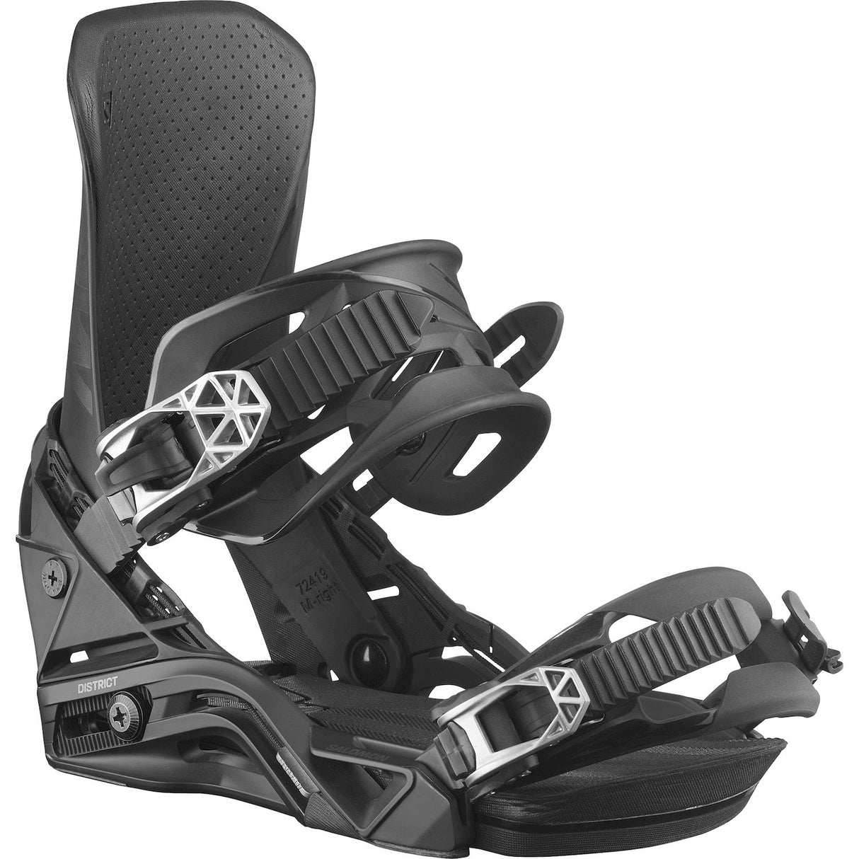 Salomon District Snowboard Bindings snowboard binding -- top view showing highback and strap detail at Willis Ski and Board