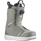 Salomon Faction Boa Snowboard Boots snowboard boot -- Gray Pewter colorway outside profile showing lacing closure