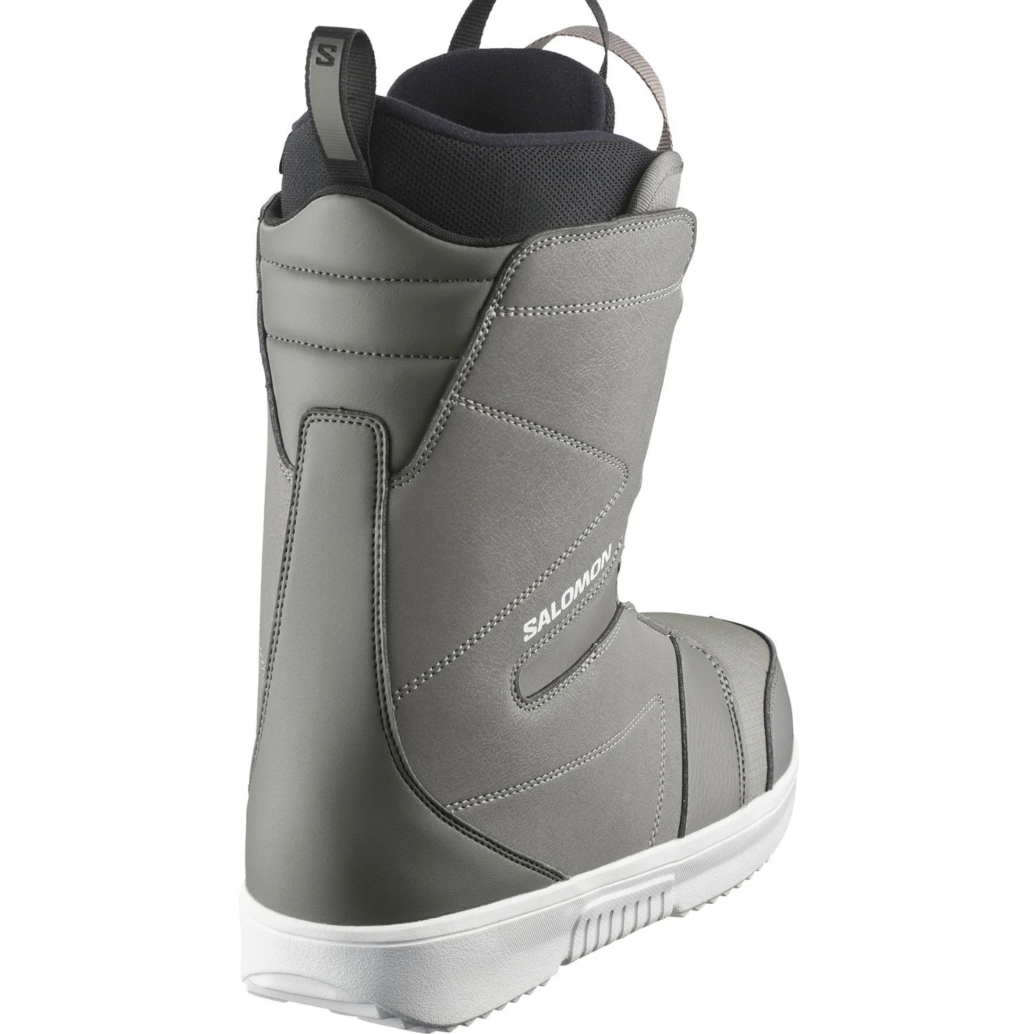Salomon Faction Boa Snowboard Boots snowboard boot -- Gray Pewter colorway outside profile showing lacing closure