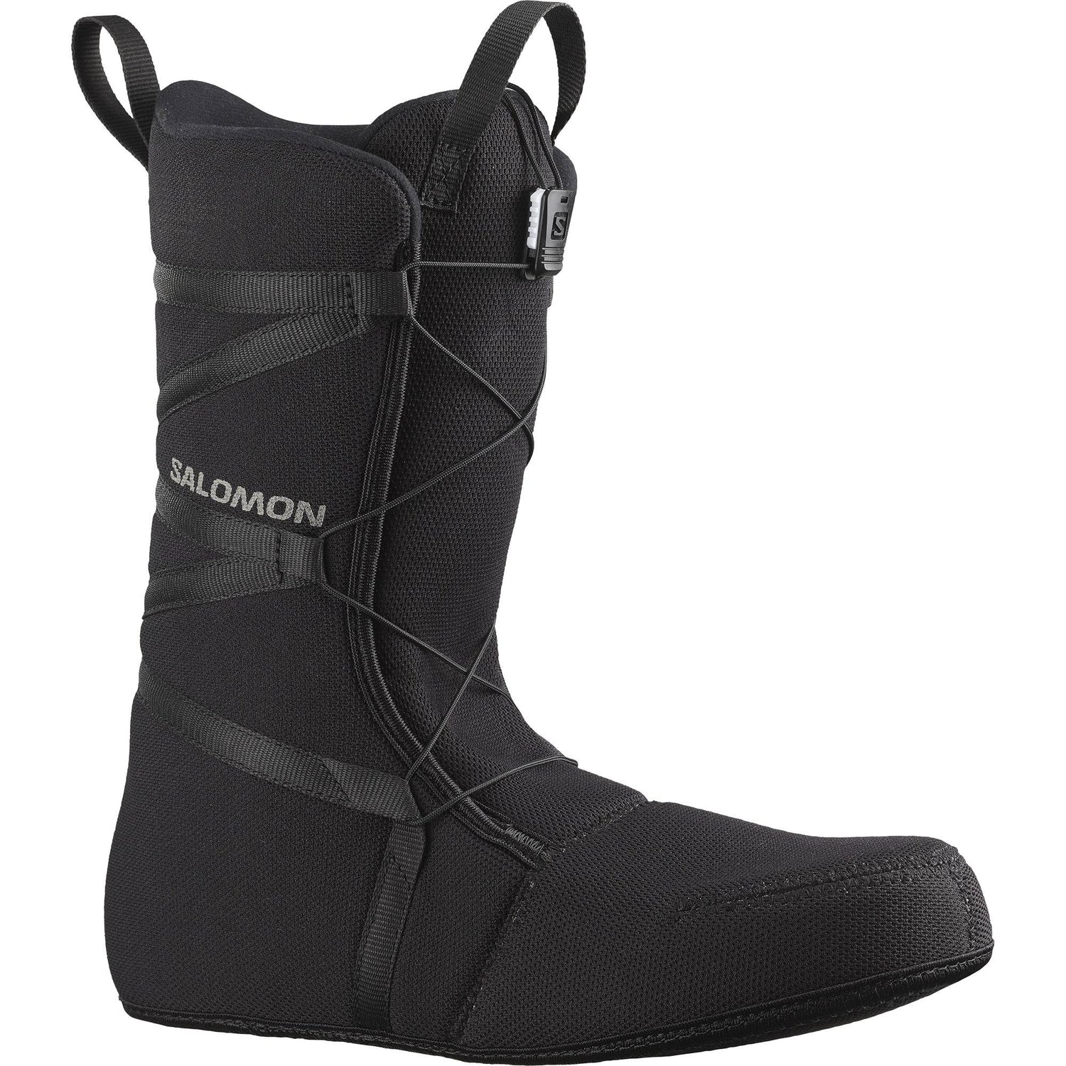Salomon Faction Boa Snowboard Boots snowboard boot -- Gray Pewter colorway outside profile showing lacing closure