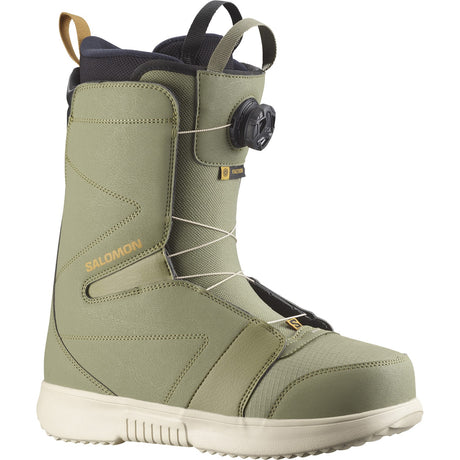 Salomon Faction Boa Snowboard Boots snowboard boot -- Lichen colorway outside profile showing lacing closure