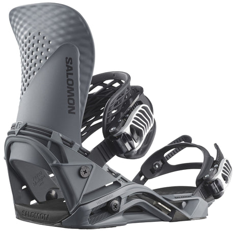 Salomon Hologram Snowboard Bindings snowboard binding -- Gray Large colorway top view showing highback and straps