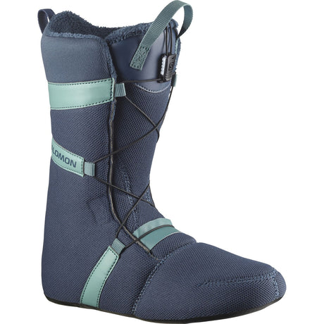 Salomon Ivy Boa Sj Snowboard Boots snowboard boot -- Dark Ocean 8 colorway outside profile showing lacing closure