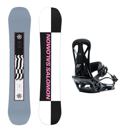 Salomon Kickback Snowboard 2026 alpine binding -- With Rome United Bindings colorway top view showing toe and heel piece