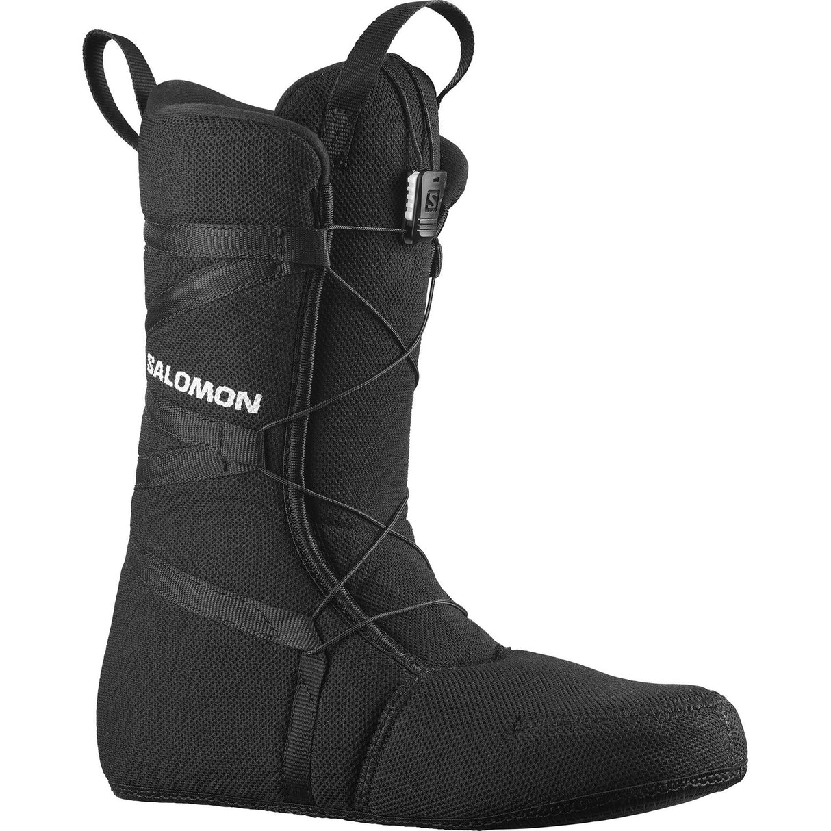 Salomon Pearl Boa Snowboard Boots snowboard boot -- Black Gold 8 colorway outside profile showing lacing closure