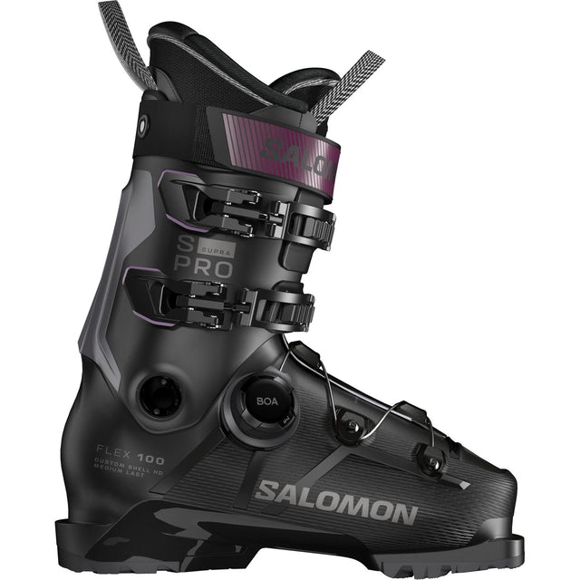 Salomon S Pro Supra Boa 100 Gw Ski Boots 2026 alpine ski boot -- outside profile view at Willis Ski and Board Pittsburgh