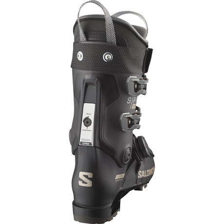 Salomon S Pro Supra Boa 110 Ski Boots alpine ski boot -- Black Beluga Ti colorway outside profile view