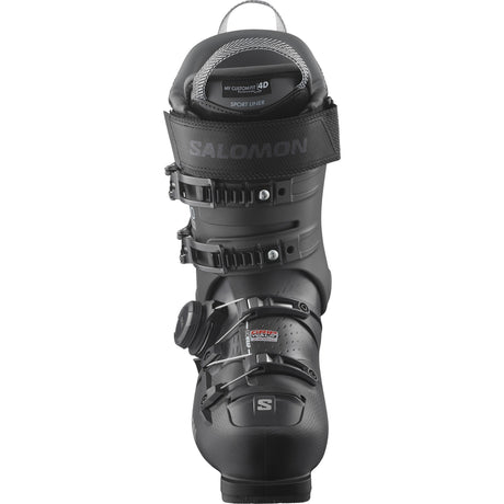 Salomon S Pro Supra Boa 110 Ski Boots alpine ski boot -- Black Beluga Ti colorway outside profile view