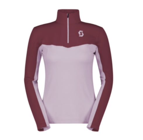 Scott Defined Light Womens Pullover mid layer -- front view on model showing mid layer insulation