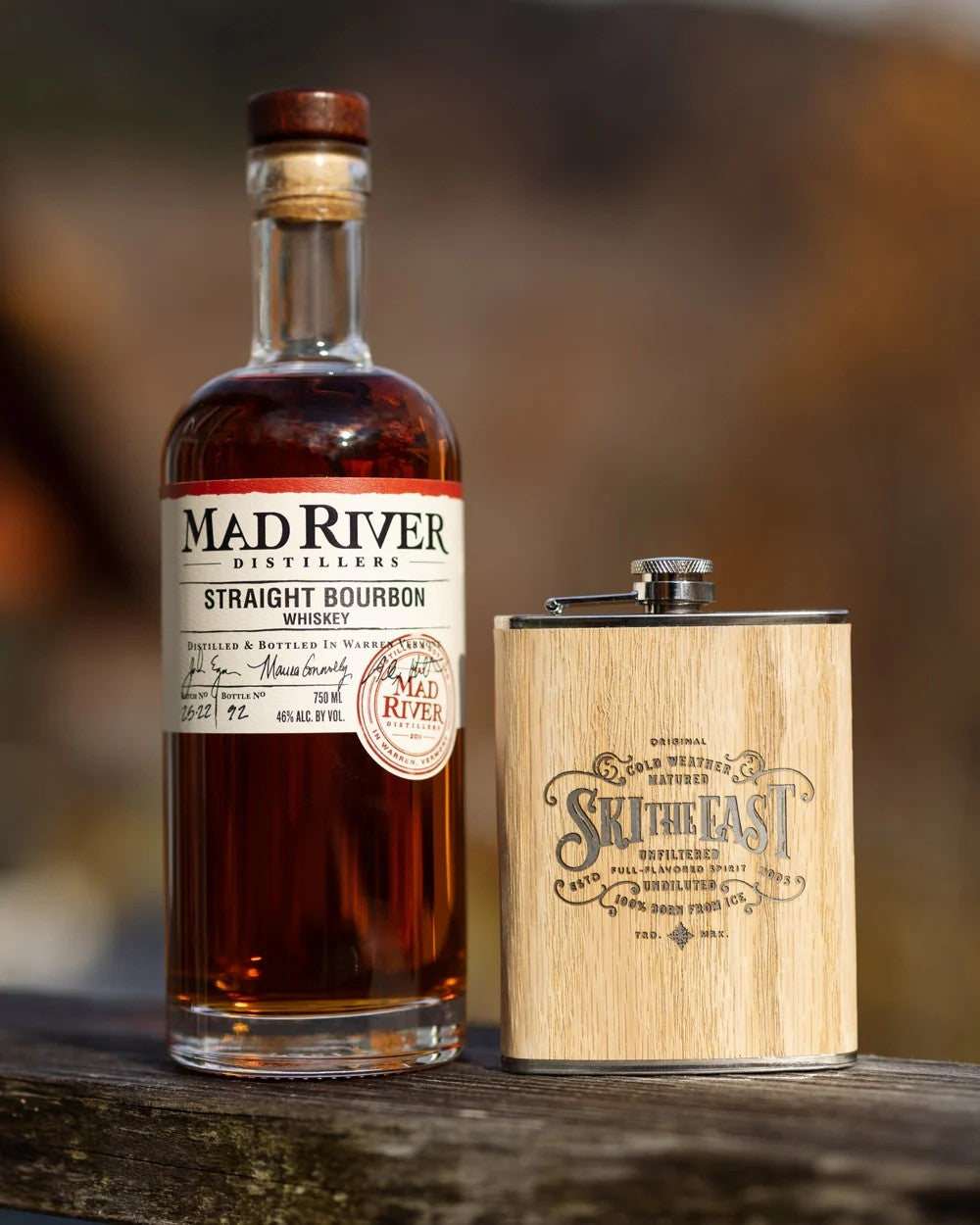 Ski The East Dedicated Wood Wrapped Flask