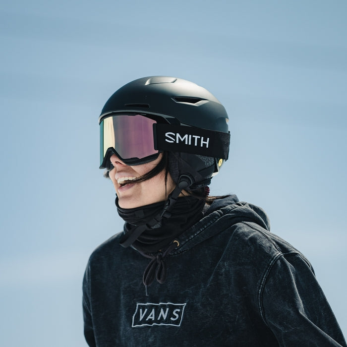 Smith Vida Mipshelmet helmet -- Matt Blk Pearl Med colorway side profile view
