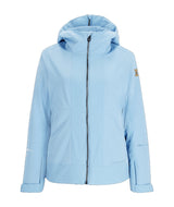 Spyder Cascade Womens Jacket ski jacket -- front view on model showing insulated shell and hood at Willis Ski and Board