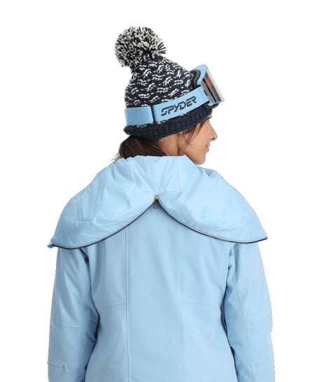 Spyder Cascade Womens Jacket ski jacket -- Blue Drift colorway outside profile showing zippered pockets and seams