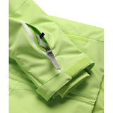 Spyder Conquer Junior Jacket ski jacket -- Lime Ice colorway back view showing articulated powder skirt and fit