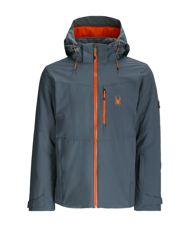 Spyder Copper Mens Jacket 2026 ski jacket -- front view on model showing insulated shell and hood at Willis Ski and Board