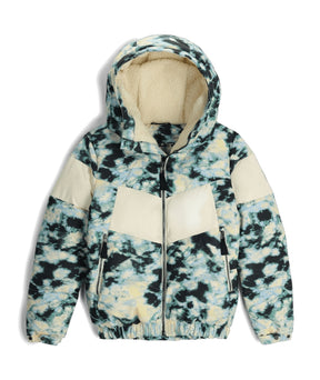 Spyder Eastwood Down Womens Jacket ski jacket -- front view on model showing insulated shell and hood at Willis Ski and