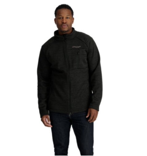 Spyder Encore Mens Jacket ski jacket -- front view on model showing insulated shell and hood at Willis Ski and Board