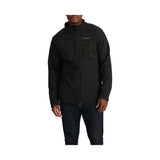 Spyder Encore Mens Jacket ski jacket -- Black colorway front view on model with hood and cuffs