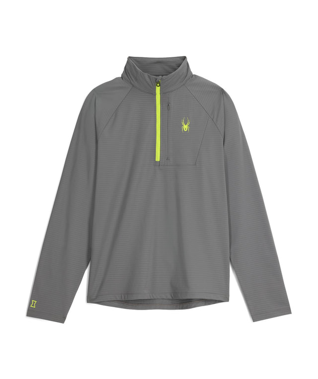 Spyder Gridweb 1/2 Zip Mens Fleece 2026 mid layer -- front view on model showing mid layer insulation