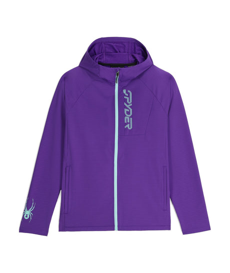 Spyder Gridweb Fleece Mens Hoodie 2026 mid layer -- front view on model showing mid layer insulation