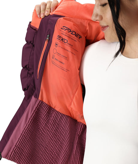 Spyder Haven Womens Jacket 2026 ski jacket -- Plum colorway outside profile showing zippered pockets and seams