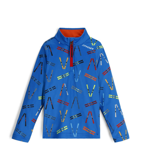 Spyder International Junior 1/2 Zip 2026 product -- Cobalt Fries 2 colorway product view