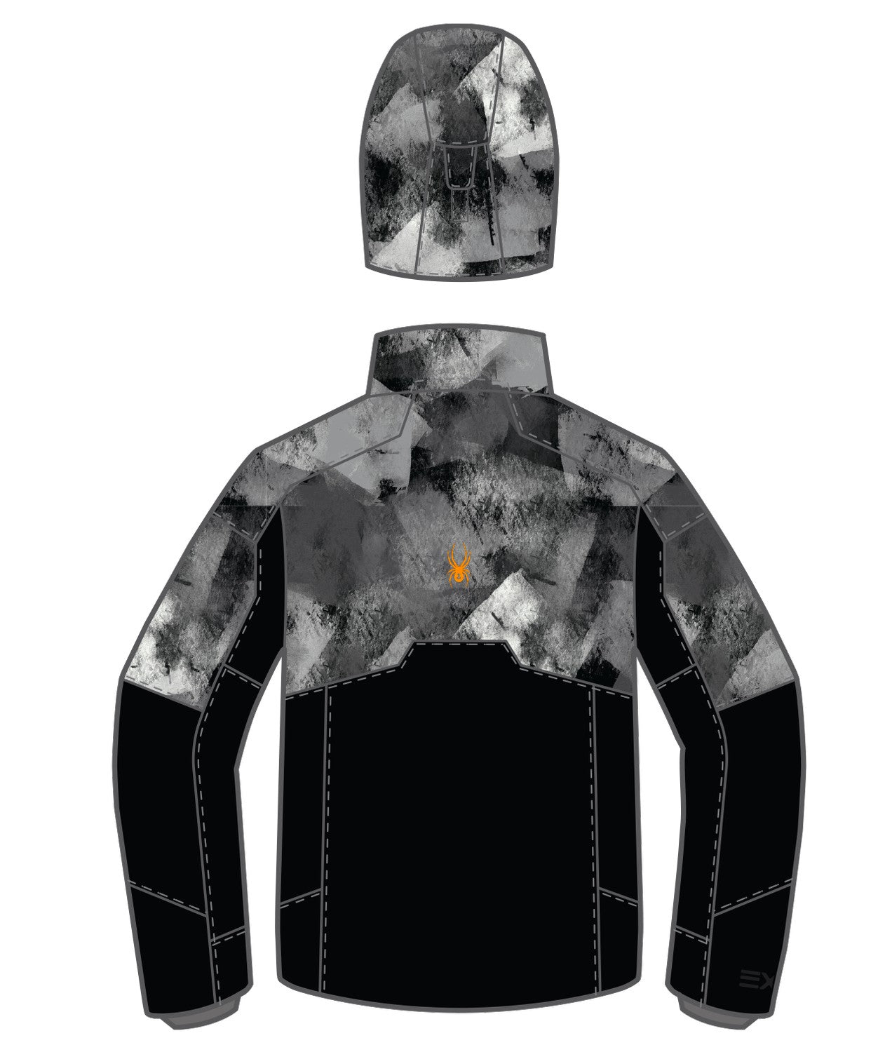 Spyder Leader Junior Jacket 2026 ski jacket -- Black colorway front view on model with hood and cuffs