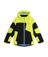 Spyder Leader Junior Jacket 2026 ski jacket -- Black Print colorway detail view of hood lining and wrist cuff design
