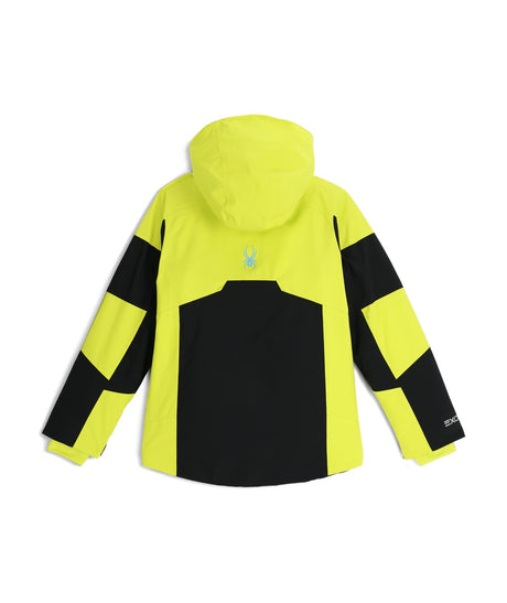 Spyder Leader Junior Jacket 2026 ski jacket -- Black Print colorway lifestyle view showing full jacket silhouette