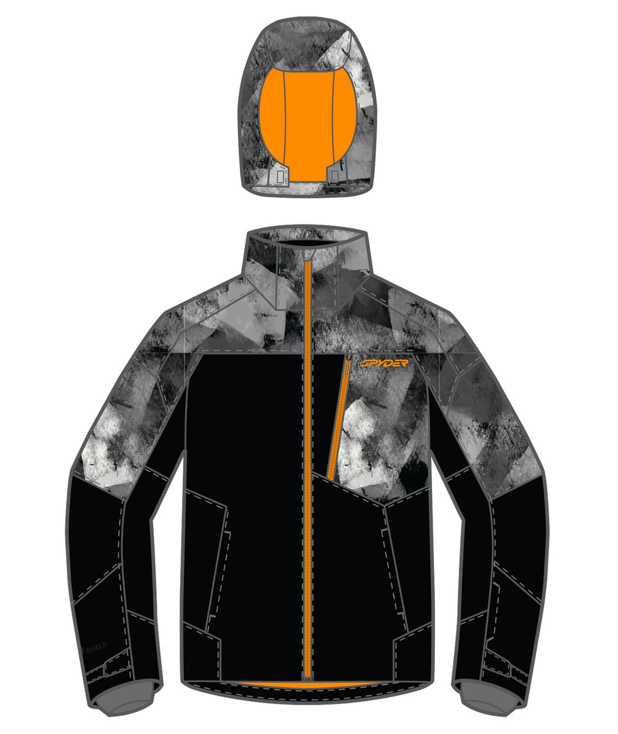 Spyder Leader Junior Jacket 2026 ski jacket -- front view on model showing insulated shell and hood at Willis Ski and Board