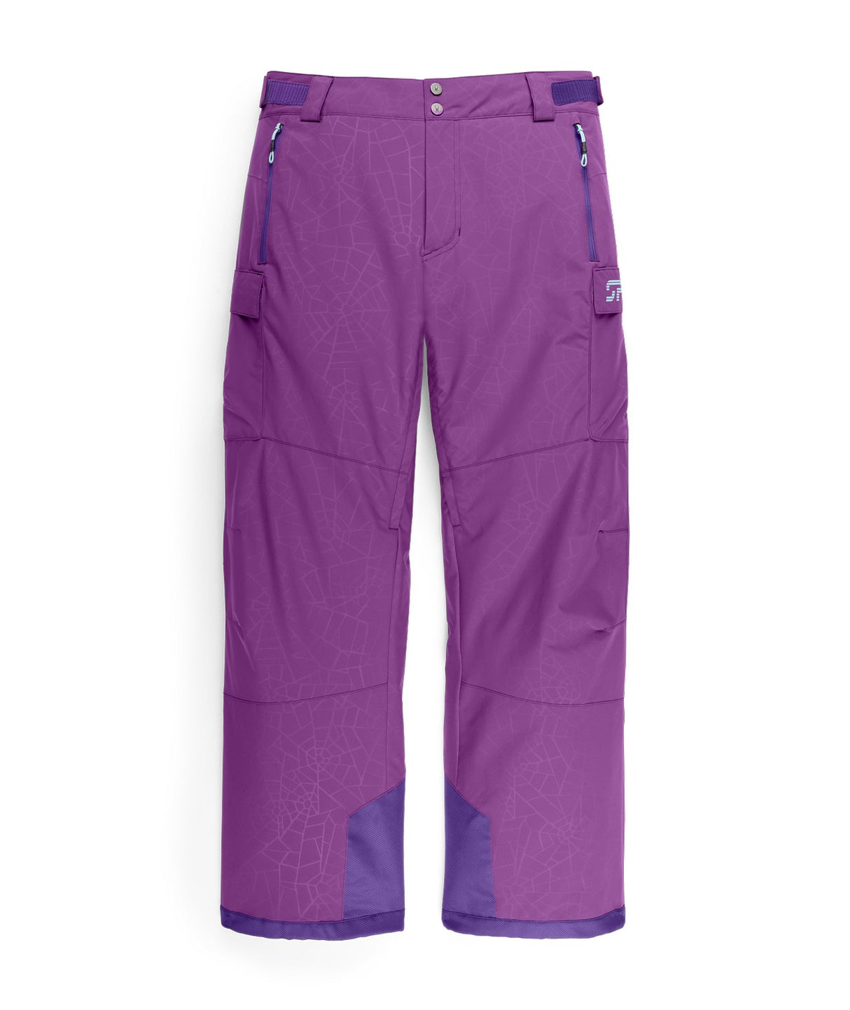 Spyder Lift Mens Pant 2026 ski pant -- Glitch Purple colorway boot gaiter and cuff detail
