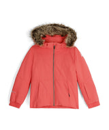 Spyder Lola Toddler Jacket 2026 ski jacket -- front view on model showing insulated shell and hood at Willis Ski and Board