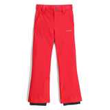Spyder Olympia Juinor Pant ski pant -- Prism Pink colorway front view on model