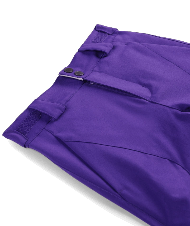Spyder Olympia Juinor Pant ski pant -- Purple Flash colorway side view showing side zip ventilation